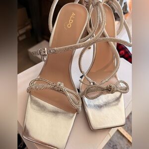 ALDO Metallic Silver Strappy Heels
